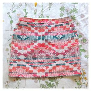 LF Promod Kilim Embroidered Neon Aztec Mini Skirt